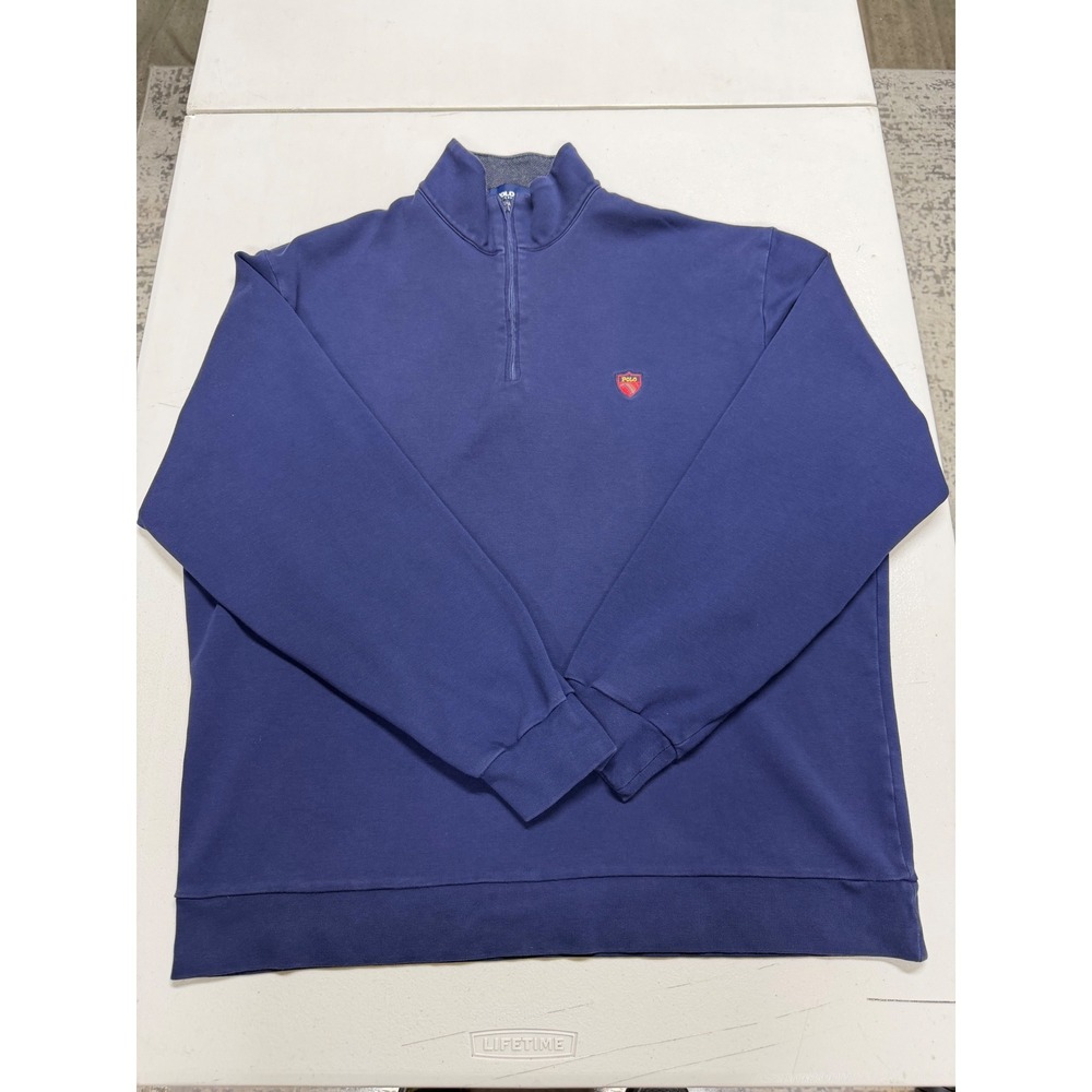 POLO GOLF RALPH LAUREN MENS 1/4 ZIP PULLOVER FLEECE SIZE XL BLUE COLOR